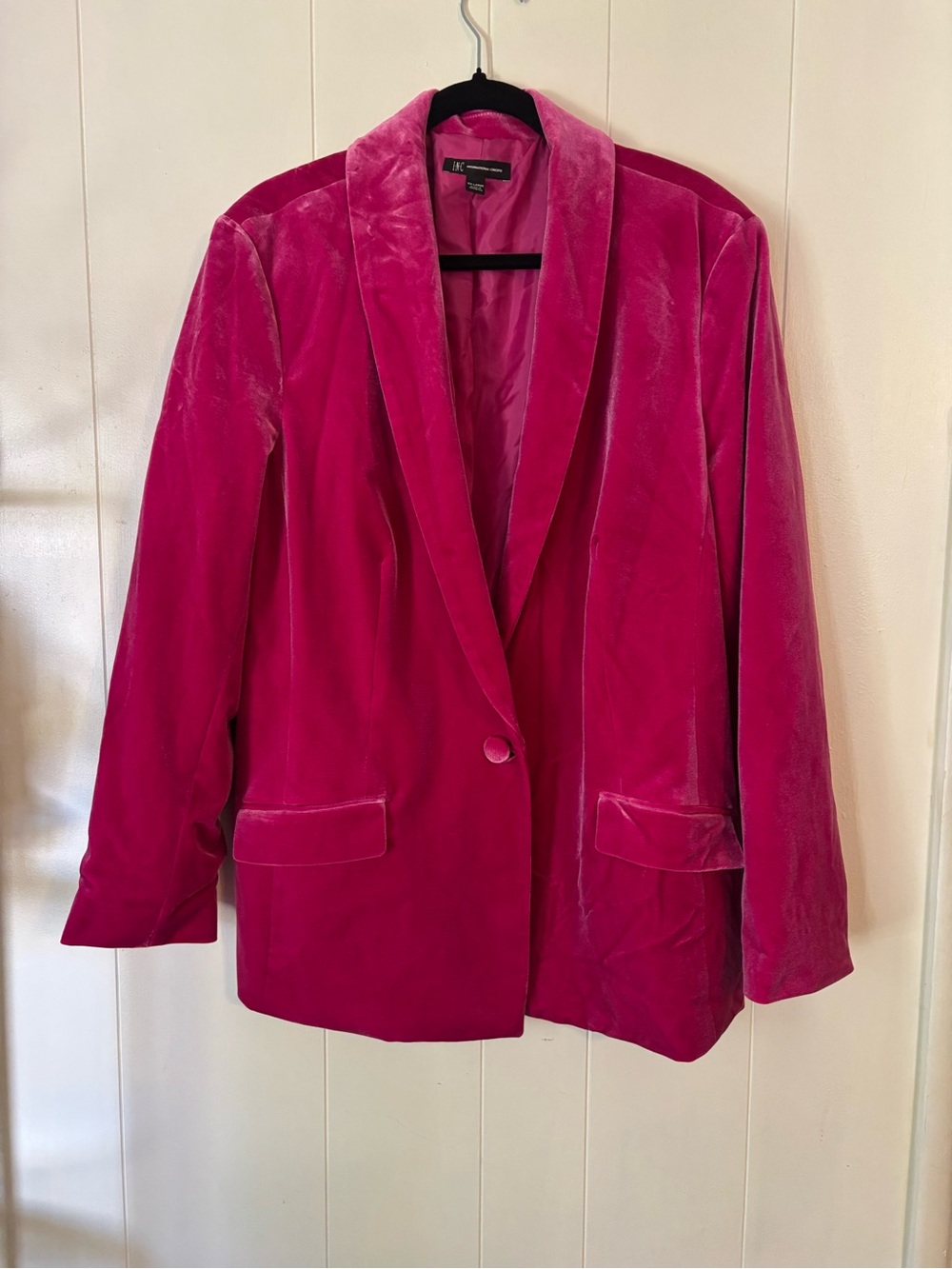 INC International Concepts Velvet Blazer in Bright fushia